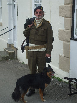 Soldier with dog at the Pickering 1940s weekend