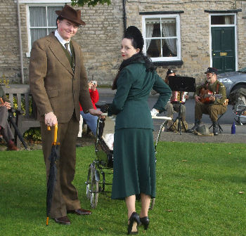 Couple with pram at the Pickering 1940s weekend